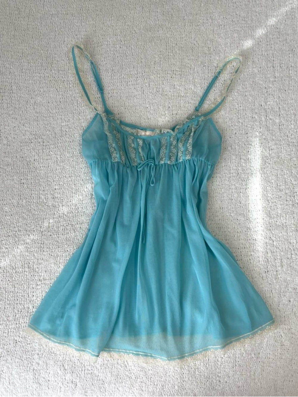 Victoria’s Secret blue babydoll lace milkmaid slip